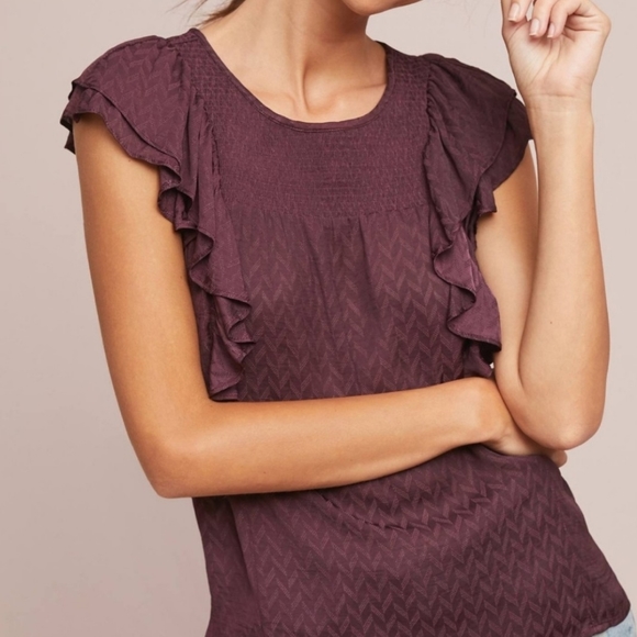 Anthropologie Tops - Anthropologie Meadow Rue Majolica Blouse Plum